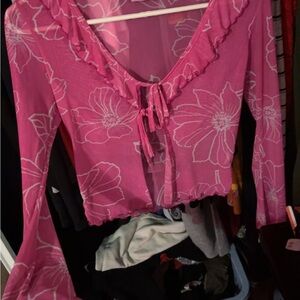 Rag Doll Pink Floral Sheer Blouse